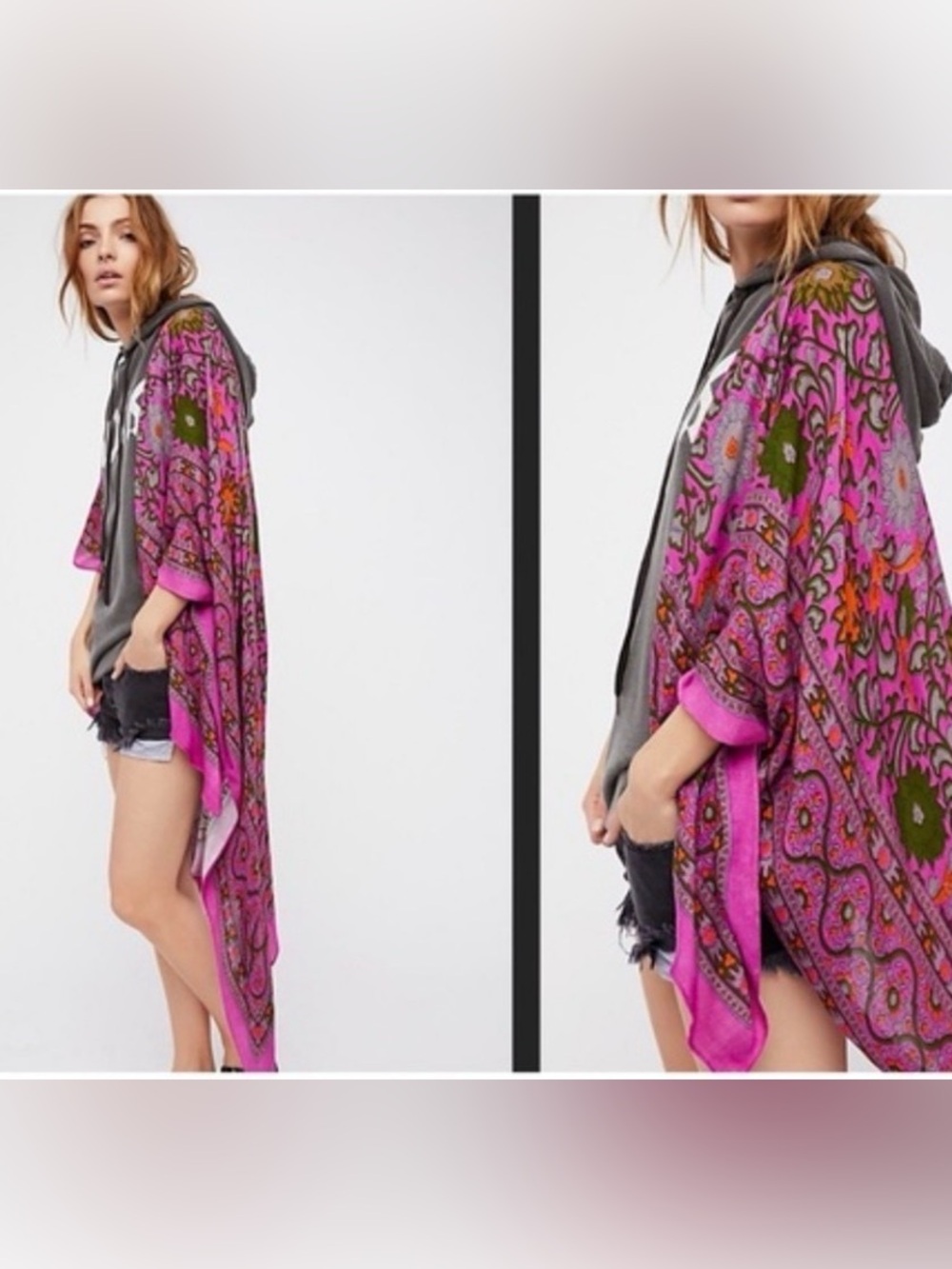 Free People Magic Dance Printed Border Kimono